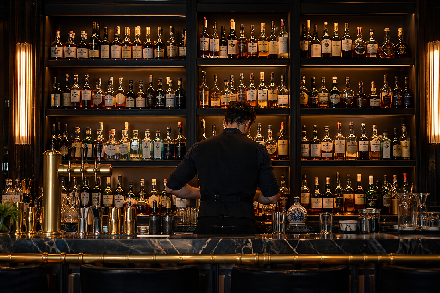 H-Bar bar counter and bottle display
